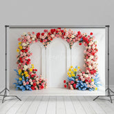 Aperturee - Aperturee Floral Sweet Pink Vibe Heart Arch Wedding Backdrop
